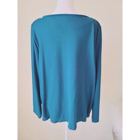 J. Jill Women's Ponte Knit Teal Blue/Green Tunic SZ XL With Side Buttons - Picture 5 of 14